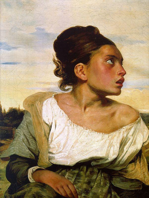 Eugene Delacroix Girl Seated in a Cemetery Norge oil painting art